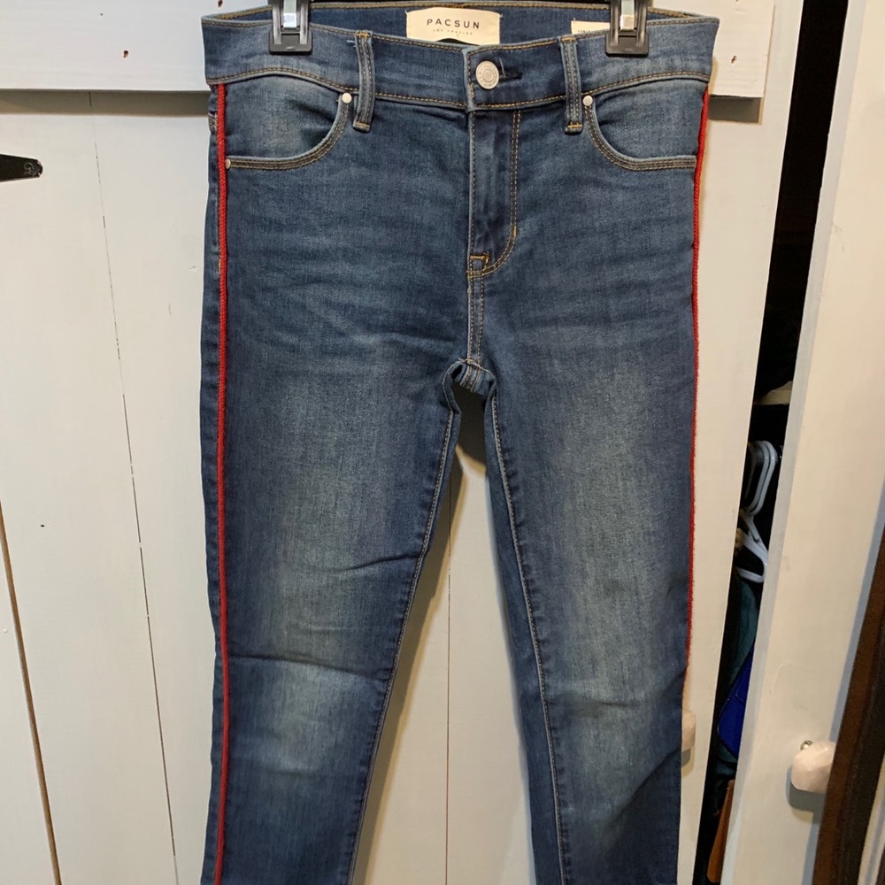 Pacsun Skinny Jeans With Red Piping